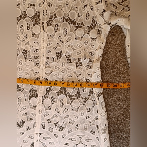 Johnny Was White Floral Lace Overlay Dress - Picture 11 of 12